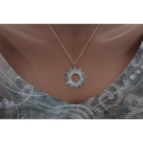 Sterling Silver Spikey Sun Pendant, Sterling Silver Abstract Spikey Sun Pendant - Picture 1 of 4